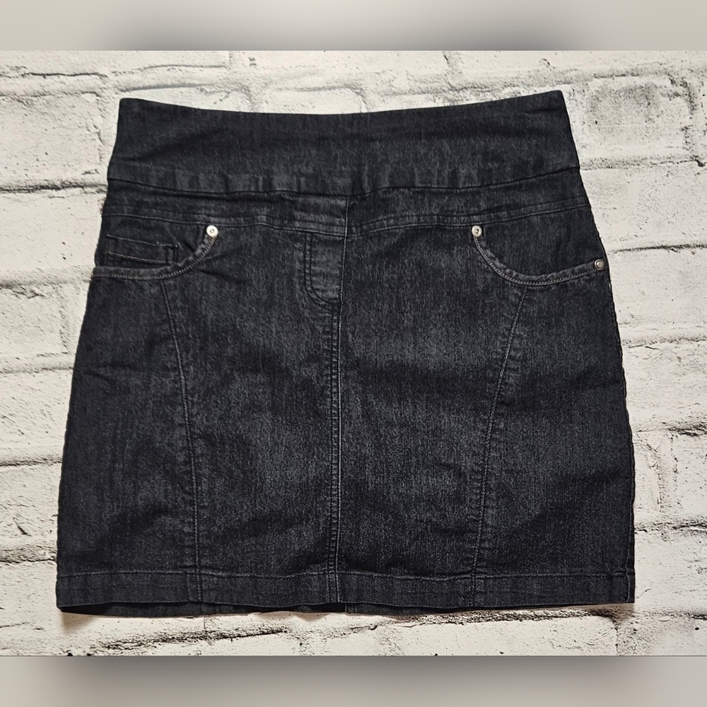 Contrast Dark Wash Stretch Denim Mini Skirt Size 8 Casual Y2K Style